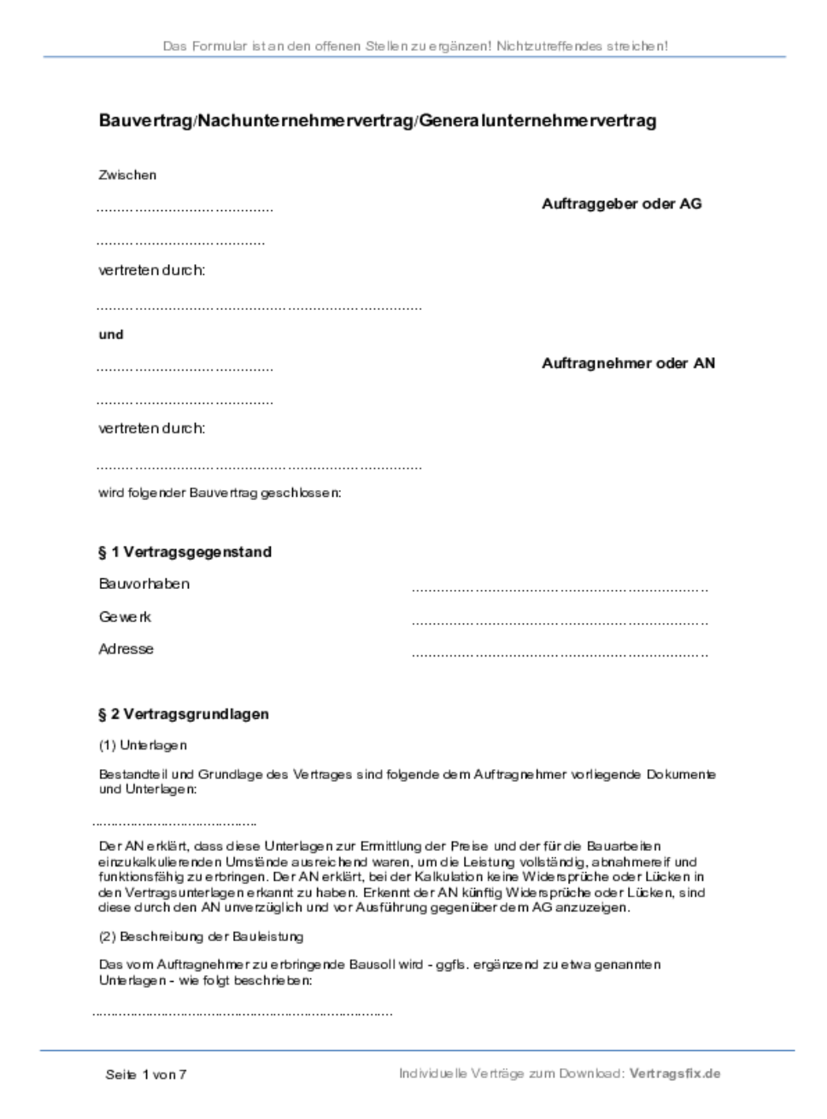 Bauvertrag